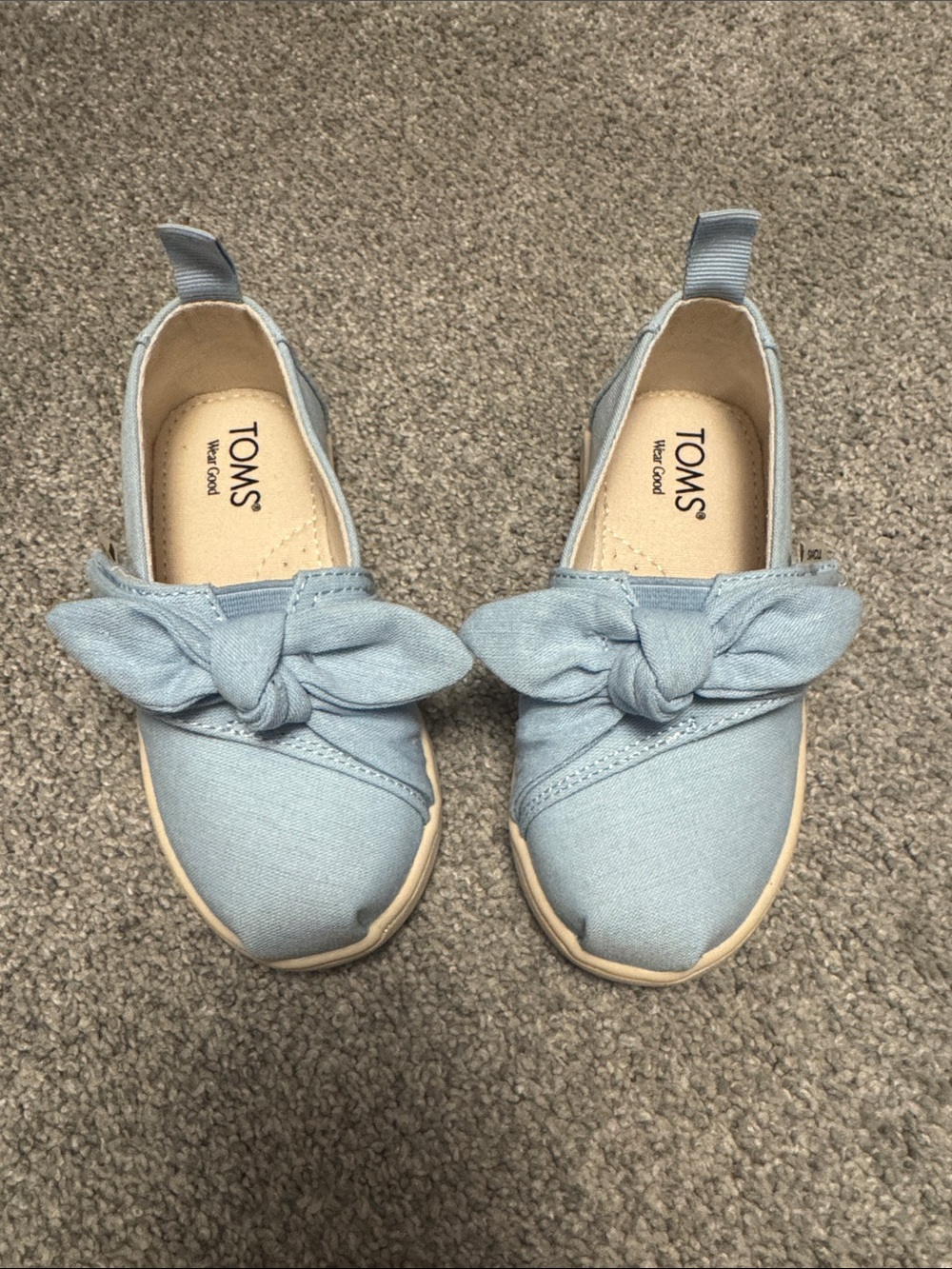 TOMS Kids Light Blue Canvas Knot Slip-On Shoes